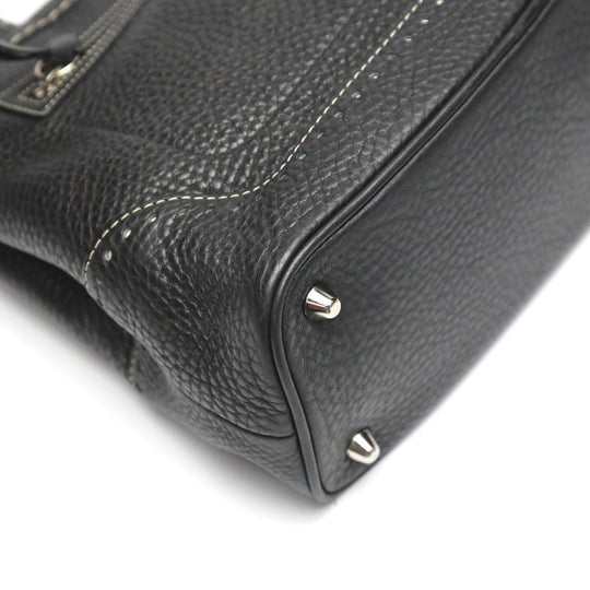 COACH Handbag 5055 leather black Hamptons fringe Women Used Authentic