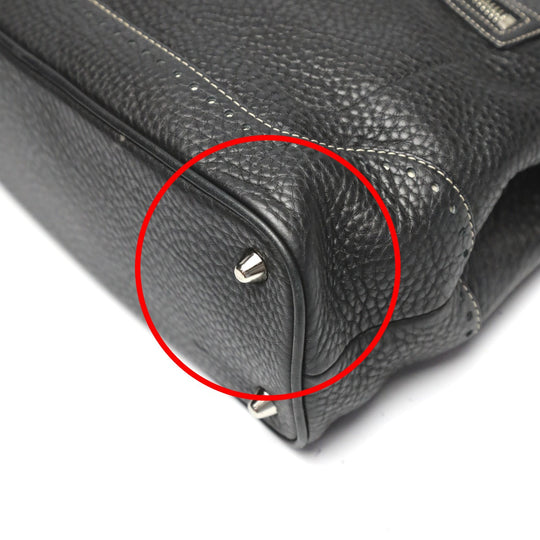 COACH Handbag 5055 leather black Hamptons fringe Women Used Authentic