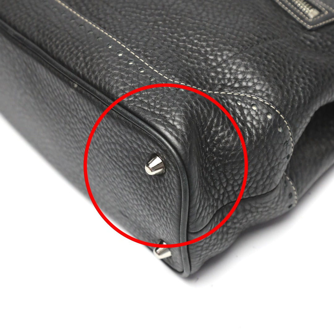 COACH Handbag 5055 leather black Hamptons fringe Women Used Authentic