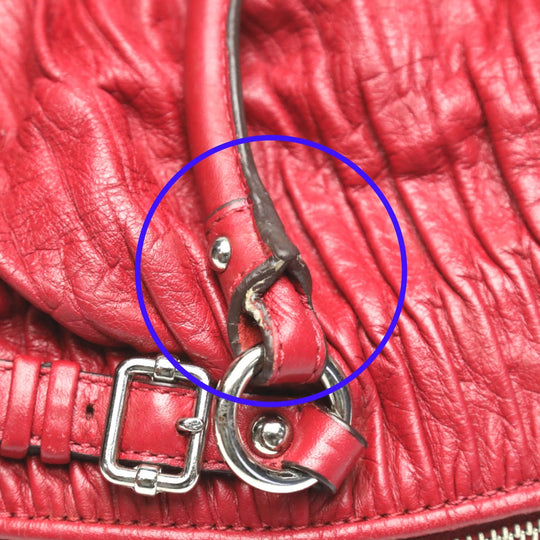 COACH Handbag 18643 leather Red Shoulder Bag 2 way bag Madison Gathered Leather Bag Women Used Authentic