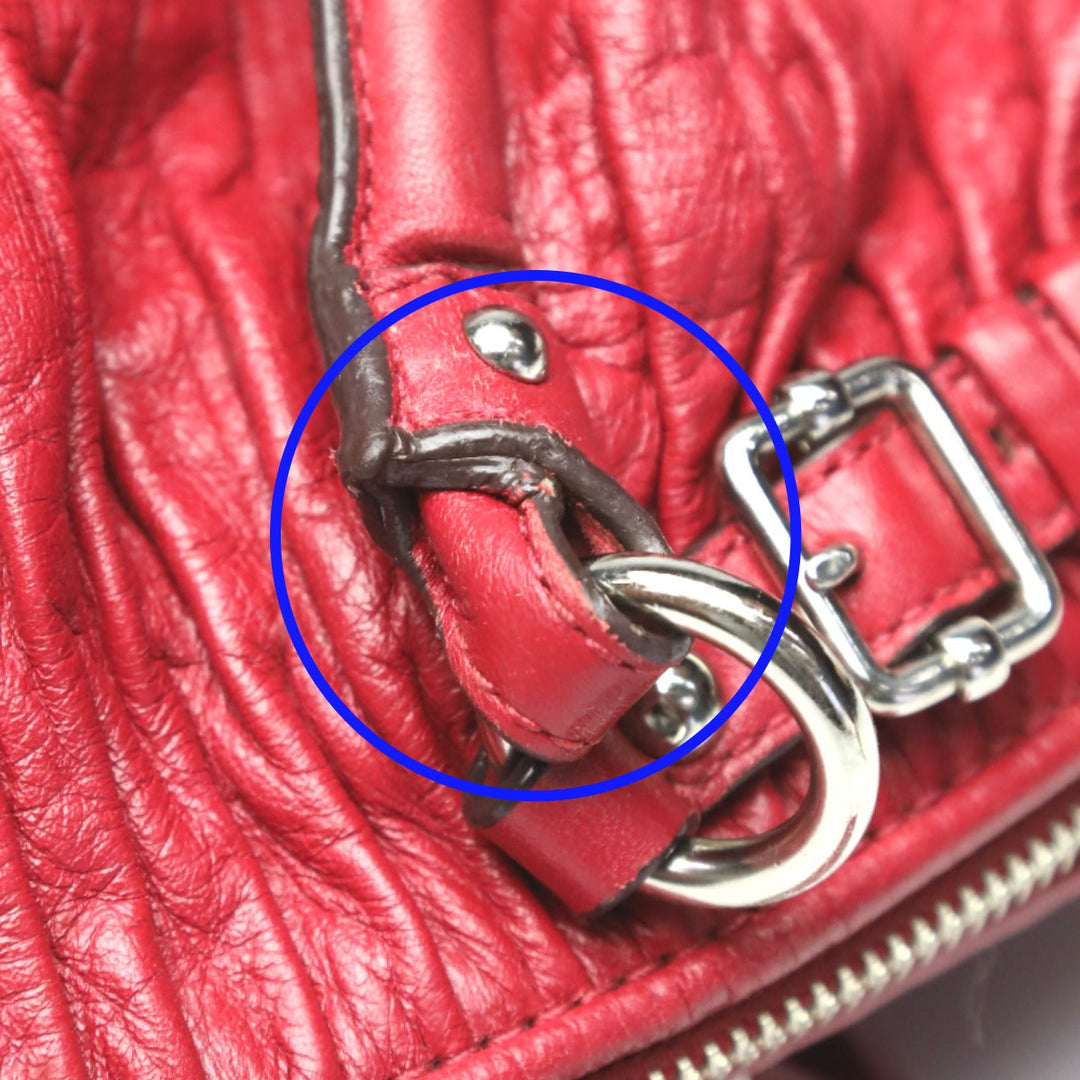 COACH Handbag 18643 leather Red Shoulder Bag 2 way bag Madison Gathered Leather Bag Women Used Authentic