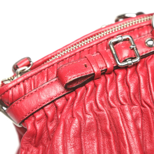 COACH Handbag 18643 leather Red Shoulder Bag 2 way bag Madison Gathered Leather Bag Women Used Authentic