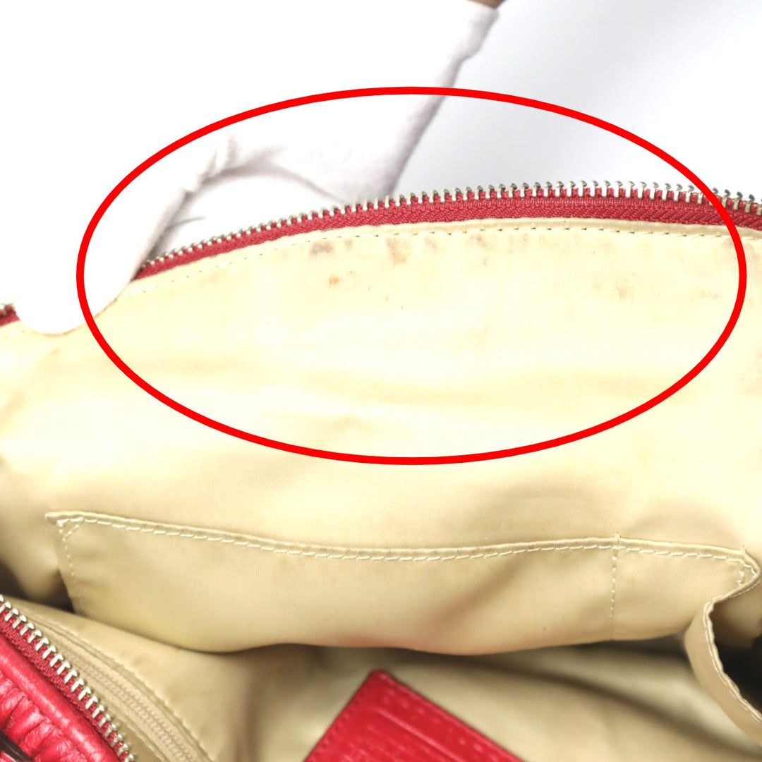 COACH Handbag 18643 leather Red Shoulder Bag 2 way bag Madison Gathered Leather Bag Women Used Authentic