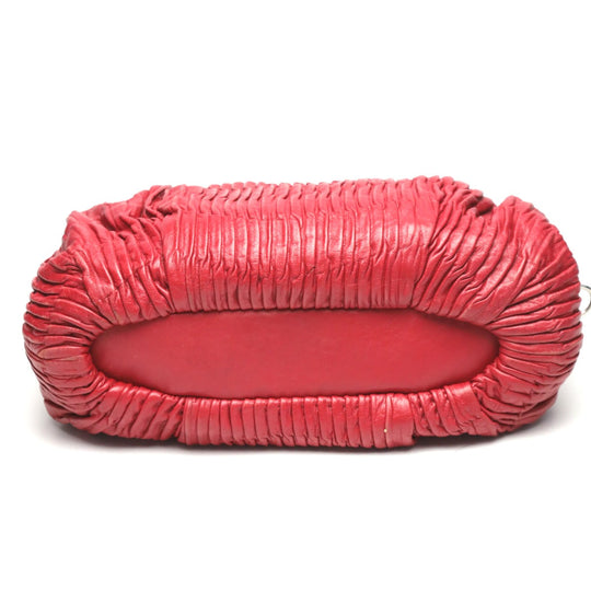 COACH Handbag 18643 leather Red Shoulder Bag 2 way bag Madison Gathered Leather Bag Women Used Authentic