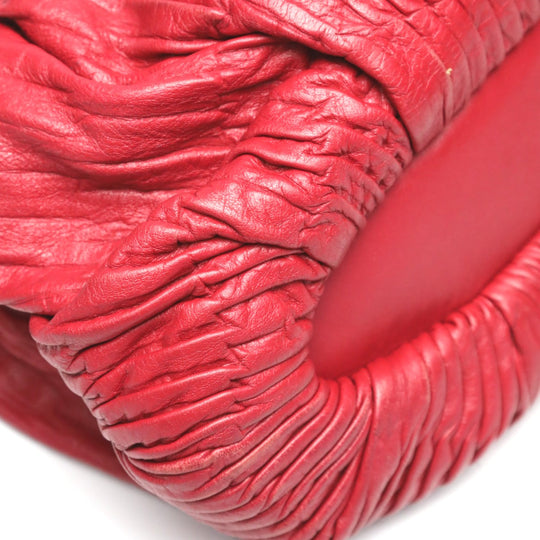 COACH Handbag 18643 leather Red Shoulder Bag 2 way bag Madison Gathered Leather Bag Women Used Authentic