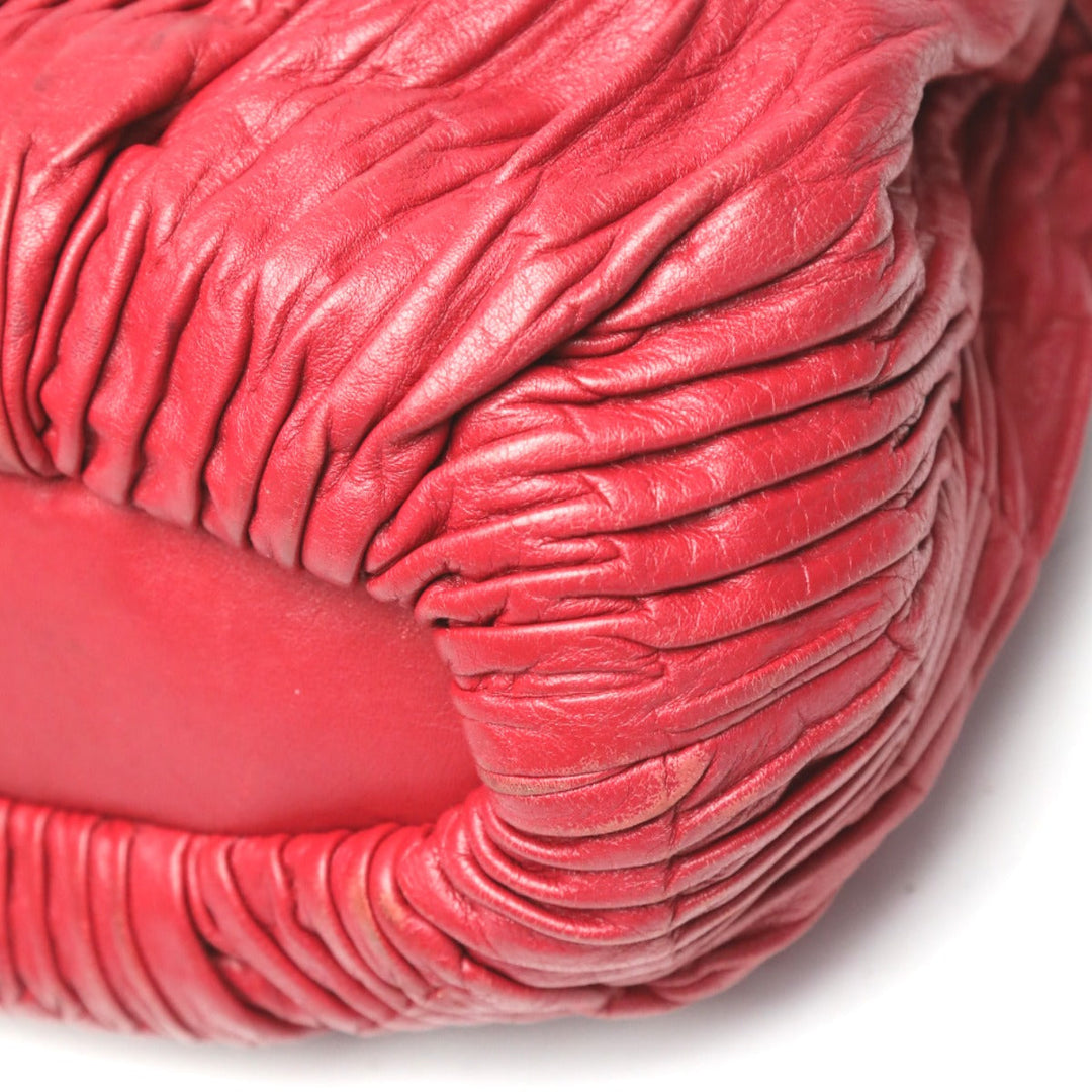 COACH Handbag 18643 leather Red Shoulder Bag 2 way bag Madison Gathered Leather Bag Women Used Authentic