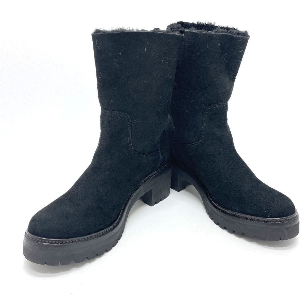 MONCLER boots suede black Mokomoko Mouton Women 36 Used Authentic