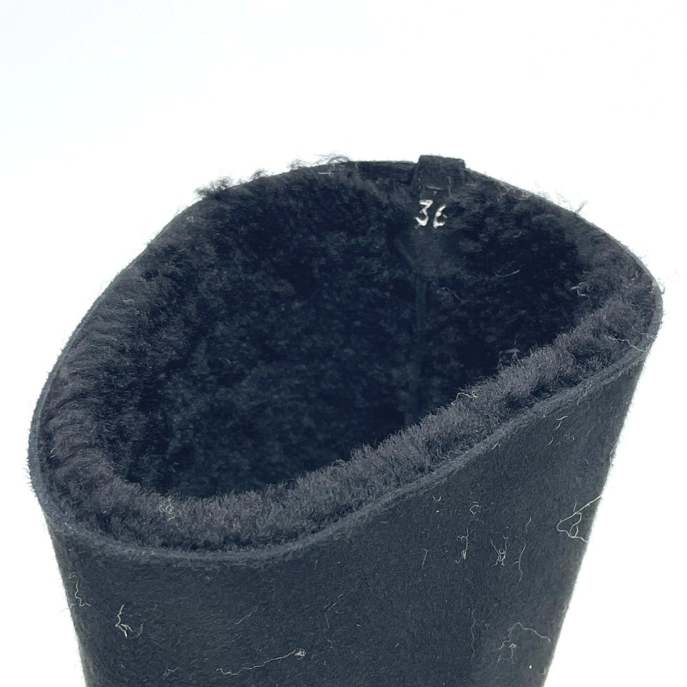 MONCLER boots suede black Mokomoko Mouton Women 36 Used Authentic