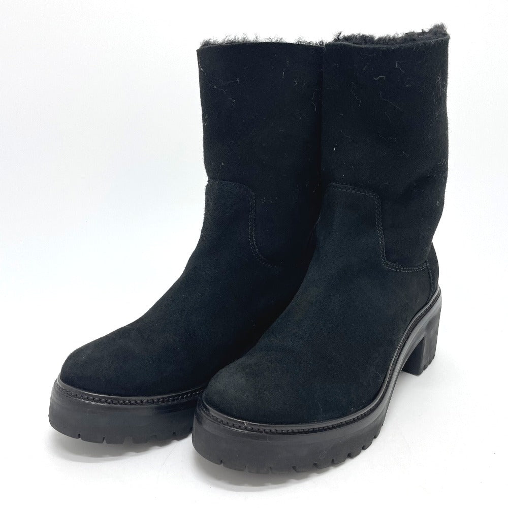 MONCLER boots suede black Mokomoko Mouton Women 36 Used Authentic