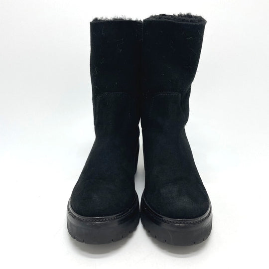 MONCLER boots suede black Mokomoko Mouton Women 36 Used Authentic