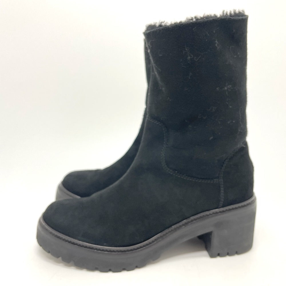 MONCLER boots suede black Mokomoko Mouton Women 36 Used Authentic