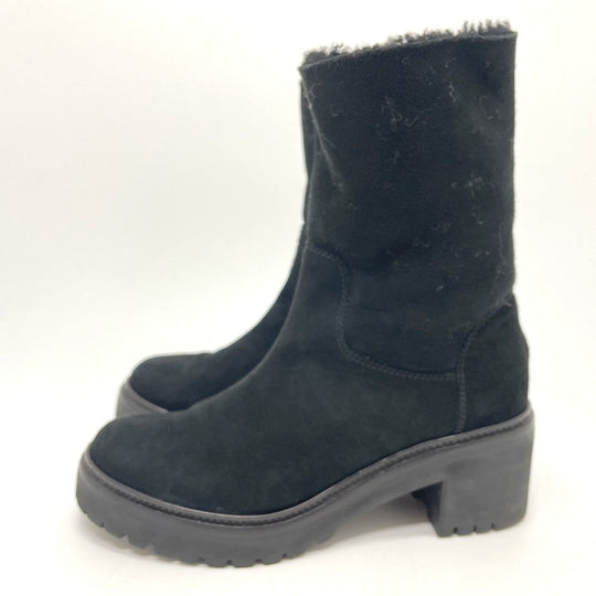 MONCLER boots suede black Mokomoko Mouton Women 36 Used Authentic
