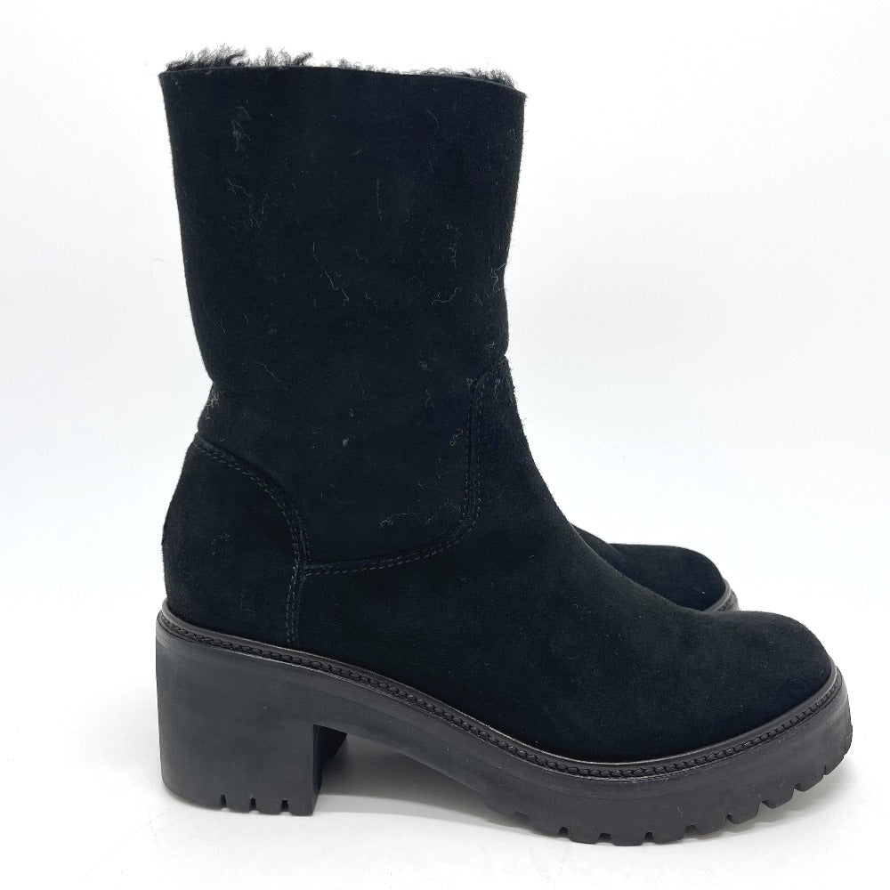 MONCLER boots suede black Mokomoko Mouton Women 36 Used Authentic