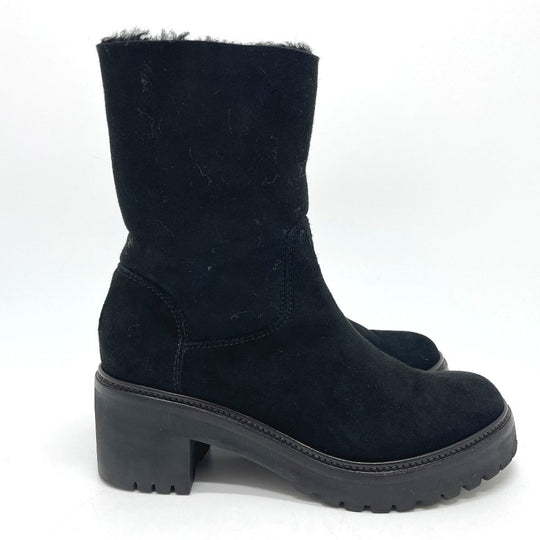 MONCLER boots suede black Mokomoko Mouton Women 36 Used Authentic