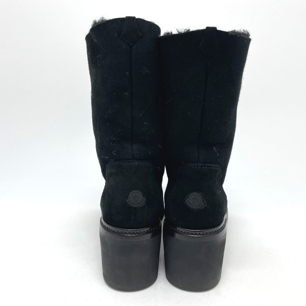 MONCLER boots suede black Mokomoko Mouton Women 36 Used Authentic