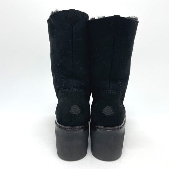 MONCLER boots suede black Mokomoko Mouton Women 36 Used Authentic