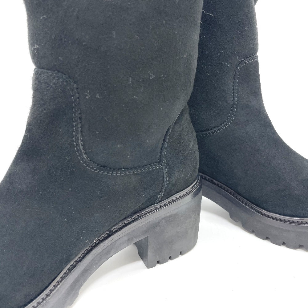 MONCLER boots suede black Mokomoko Mouton Women 36 Used Authentic