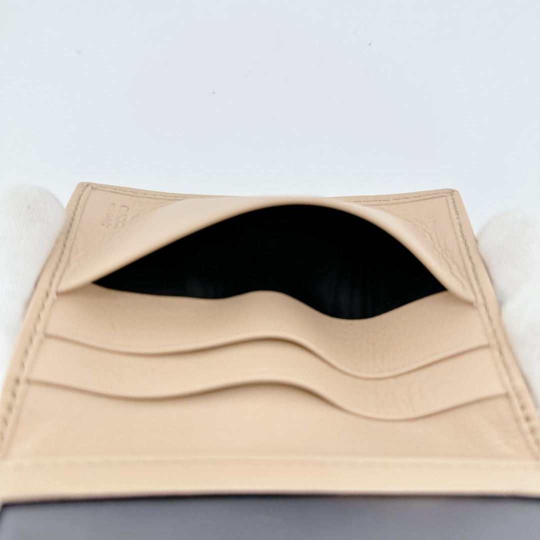 GUCCI name card holder 251848 canvas beige name card holder WG Canvas Women Used Authentic