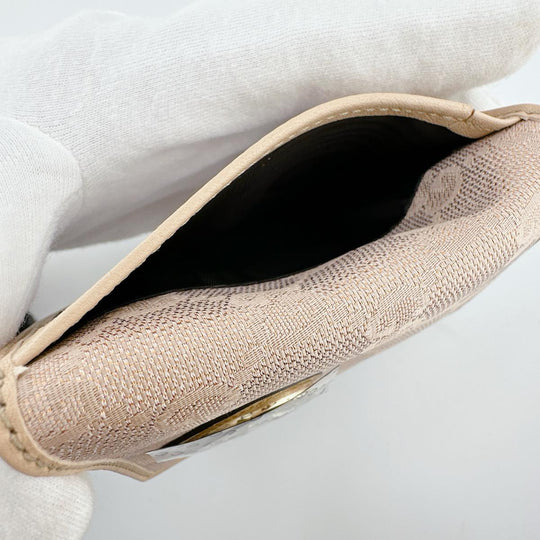 GUCCI name card holder 251848 canvas beige name card holder WG Canvas Women Used Authentic