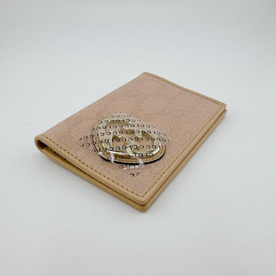 GUCCI name card holder 251848 canvas beige name card holder WG Canvas Women Used Authentic