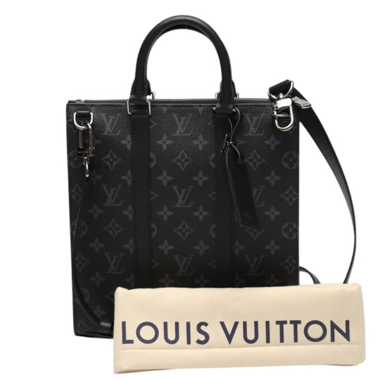 LOUIS VUITTON Tote Bag M46456 Monogram canvas black 2WAY bag Monogram Eclipse Sac Plat cloth mens Used Authentic