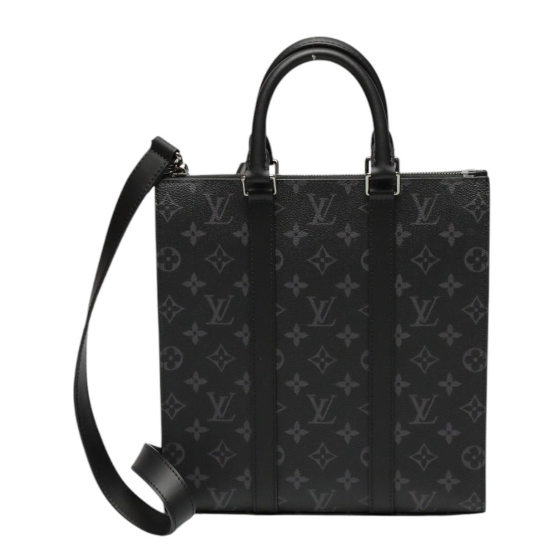 LOUIS VUITTON Tote Bag M46456 Monogram canvas black 2WAY bag Monogram Eclipse Sac Plat cloth mens Used Authentic