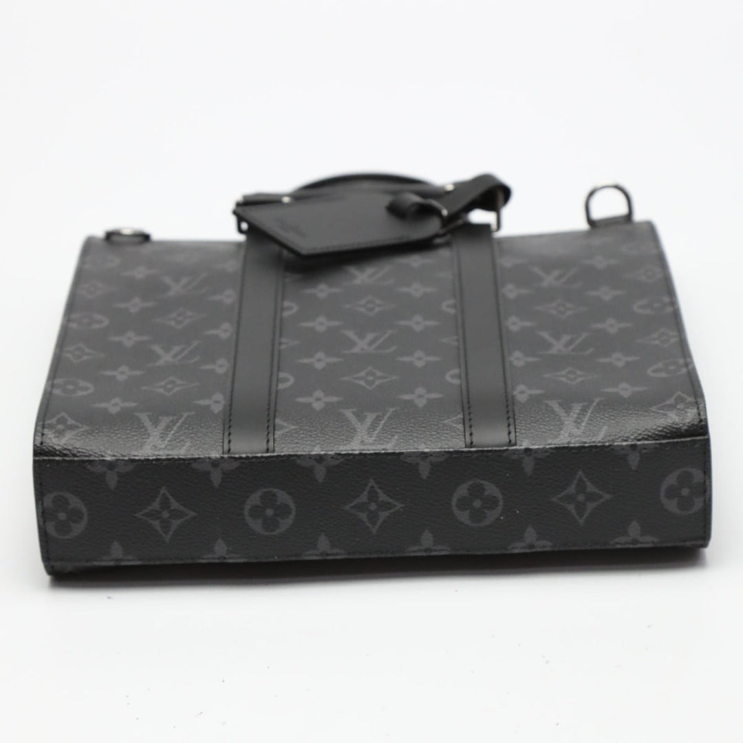 LOUIS VUITTON Tote Bag M46456 Monogram canvas black 2WAY bag Monogram Eclipse Sac Plat cloth mens Used Authentic