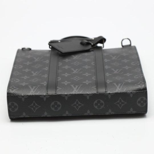 LOUIS VUITTON Tote Bag M46456 Monogram canvas black 2WAY bag Monogram Eclipse Sac Plat cloth mens Used Authentic