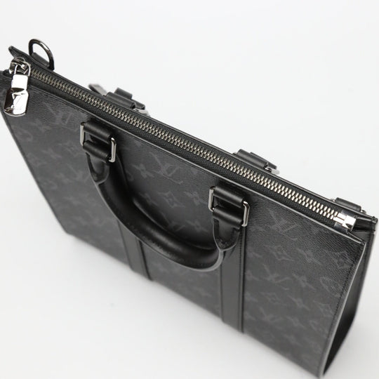 LOUIS VUITTON Tote Bag M46456 Monogram canvas black 2WAY bag Monogram Eclipse Sac Plat cloth mens Used Authentic