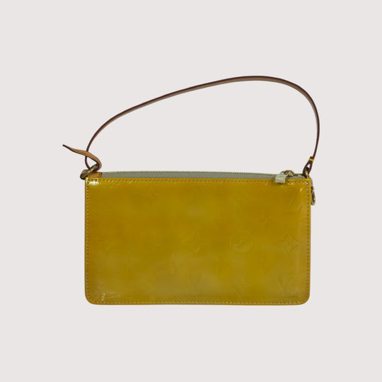Louis Vuitton Vernis Sienna Zip Clutch Yellow Monogram Women's Handbag Purse Bag