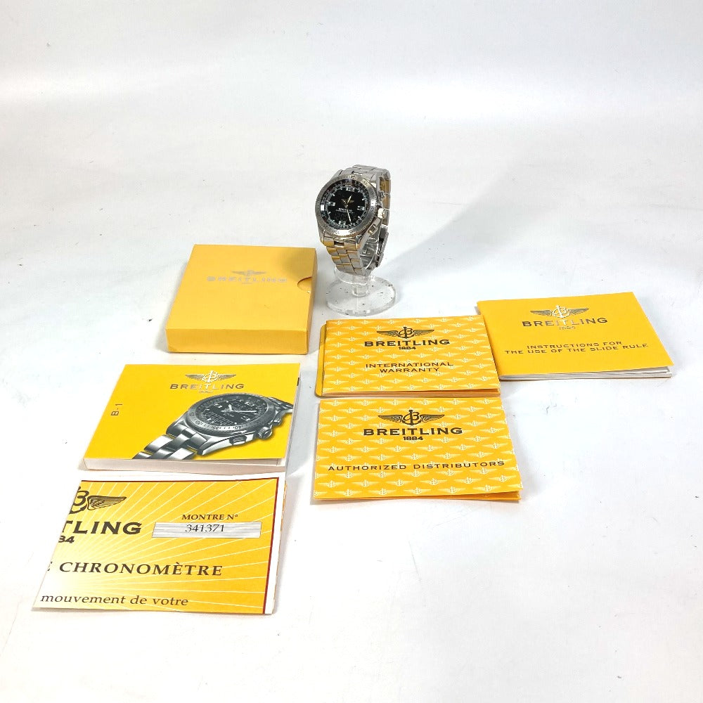 BREITLING Watches Quartz A78362 Stainless Steel Silver Chronometer Ana-Digi black dial