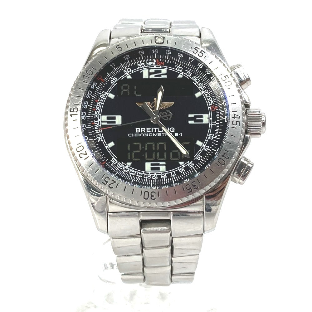 BREITLING Watches Quartz A78362 Stainless Steel Silver Chronometer Ana-Digi black dial