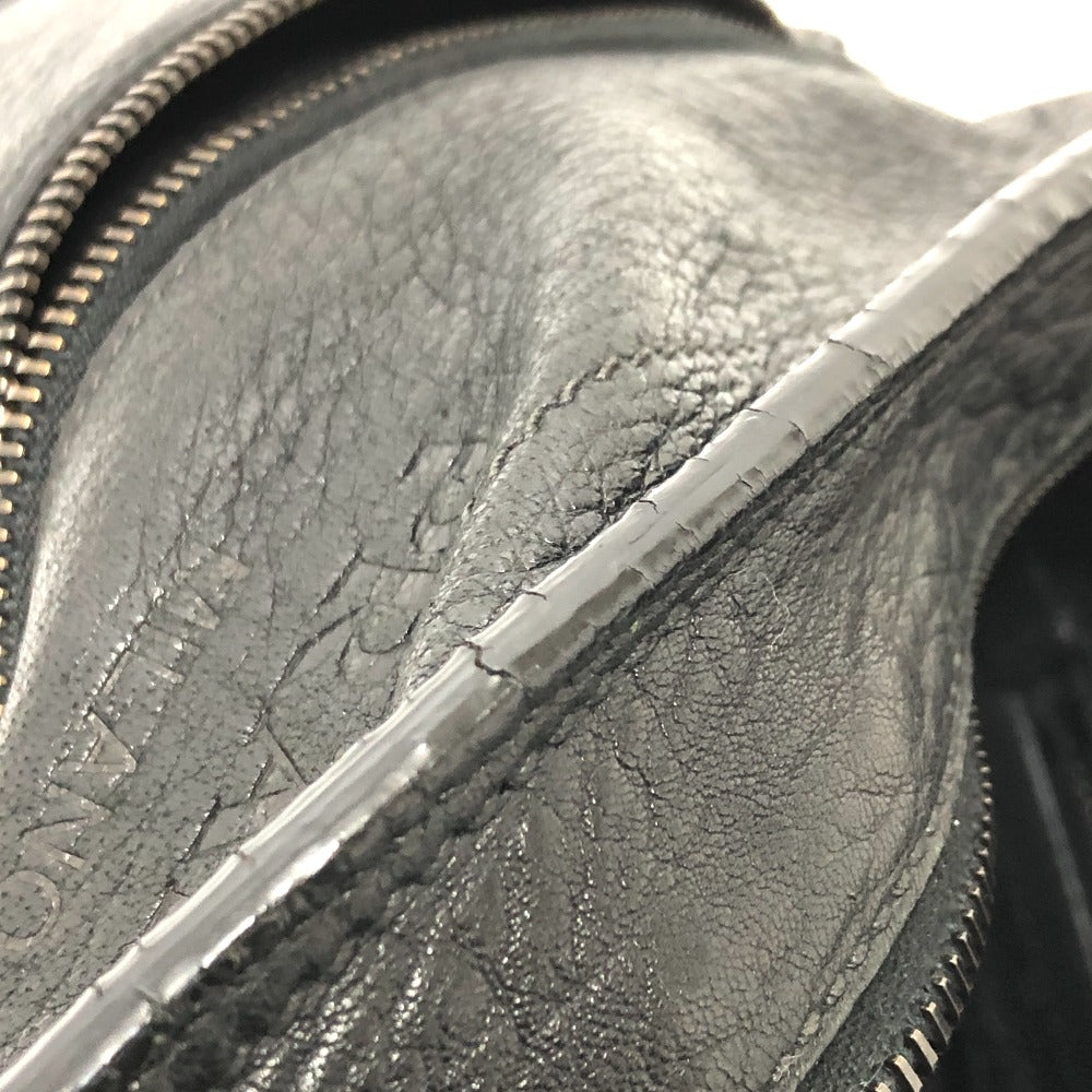 PRADA Shoulder Bag VA0802 leather black Front pocket Women Used Authentic