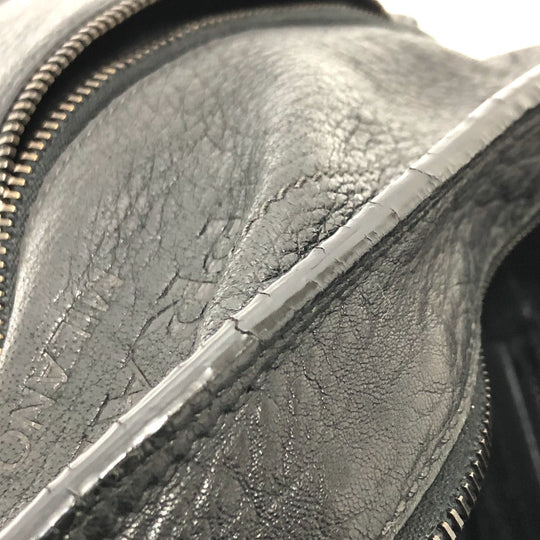 PRADA Shoulder Bag VA0802 leather black Front pocket Women Used Authentic