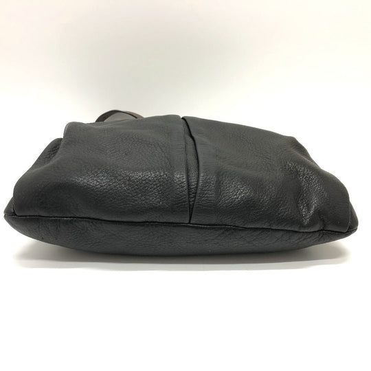 PRADA Shoulder Bag VA0802 leather black Front pocket Women Used Authentic