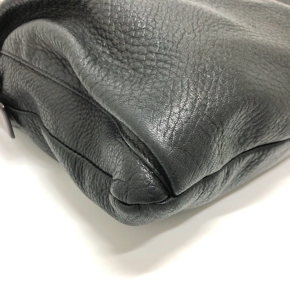 PRADA Shoulder Bag VA0802 leather black Front pocket Women Used Authentic