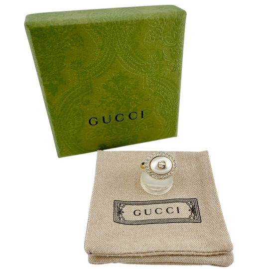 GUCCI Ring metal gold Chain effect ring GG S size Flower ring Women Used Authentic