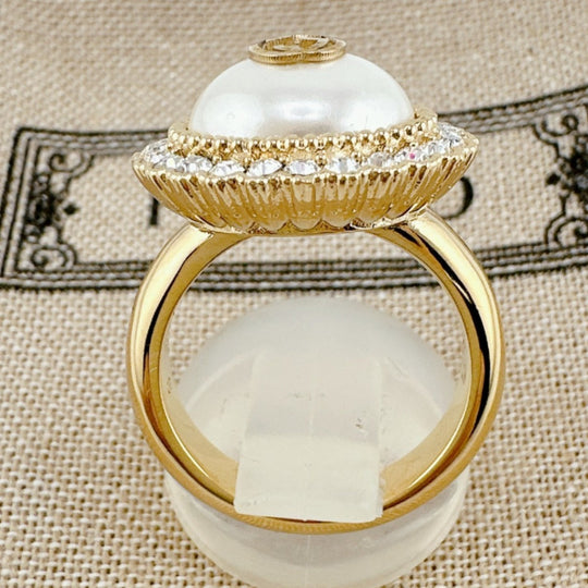 GUCCI Ring metal gold Chain effect ring GG S size Flower ring Women Used Authentic