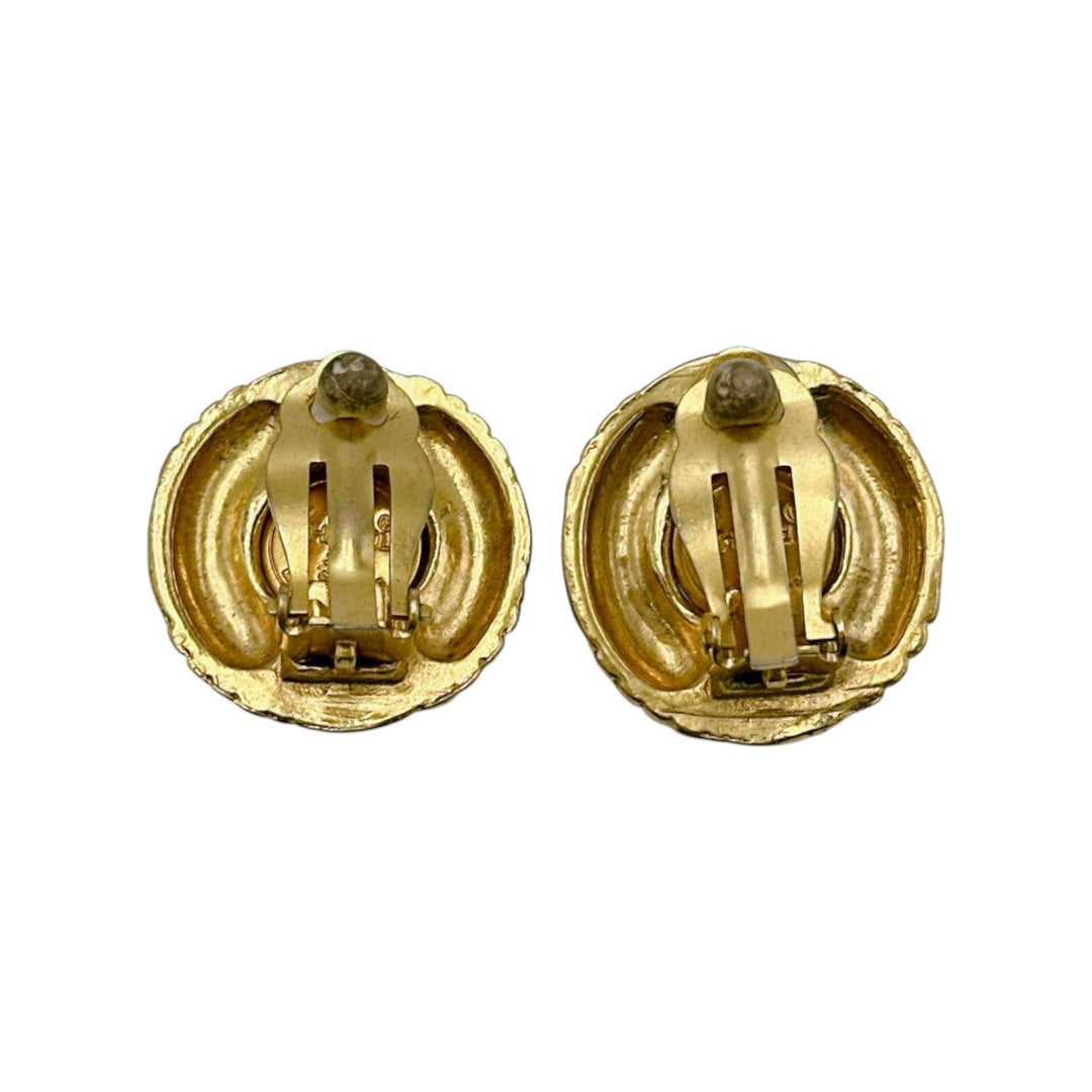 CHANEL Earring Gold Plated, Faux Pearl gold vintage Women Used Authentic