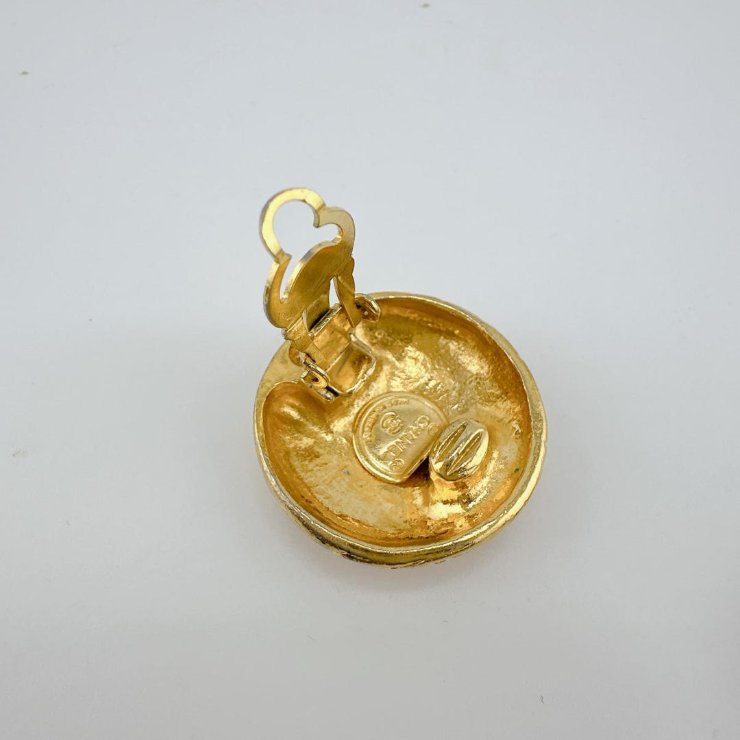 CHANEL Earring metal gold Earring vintage round Women Used Authentic