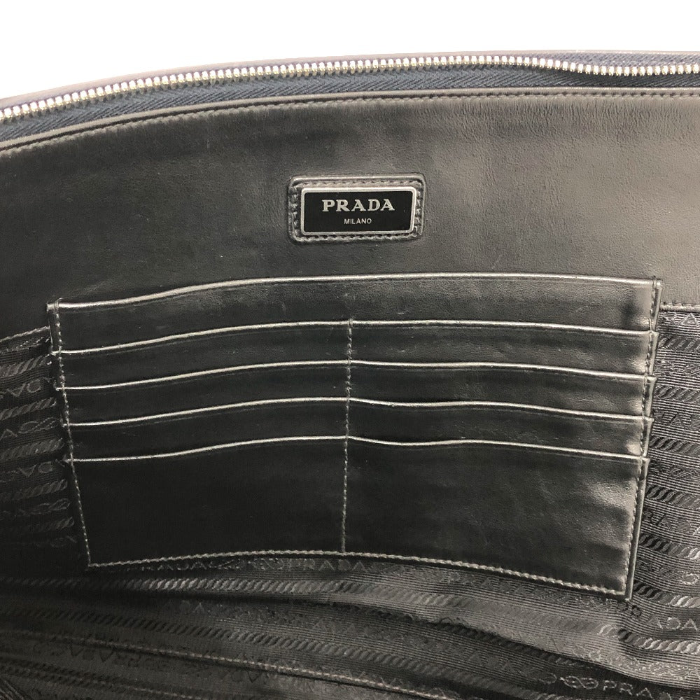 PRADA Clutch bag 2VN003 Safiano leather Navy logo mens Used Authentic