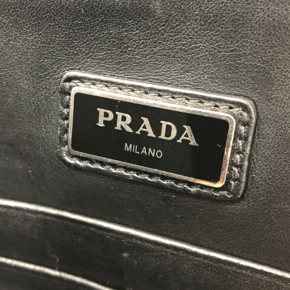 PRADA Clutch bag 2VN003 Safiano leather Navy logo mens Used Authentic