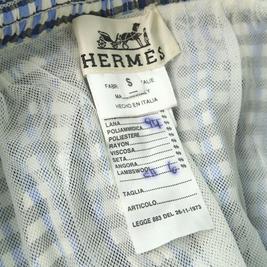 HERMES Pants Nylon, Polyurethane blue check Swimwear mens S Used Authentic