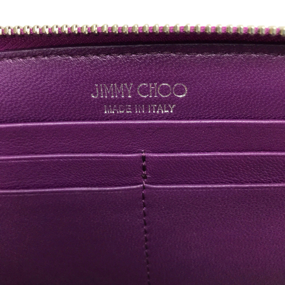 JIMMY CHOO Long Wallet Purse 163FILIPA.CIM Patent leather Metallic purple Star stud filipa Wallet unisex(Unisex) Used Authentic