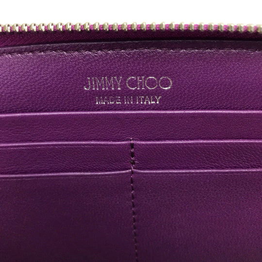 JIMMY CHOO Long Wallet Purse 163FILIPA.CIM Patent leather Metallic purple Star stud filipa Wallet unisex(Unisex) Used Authentic