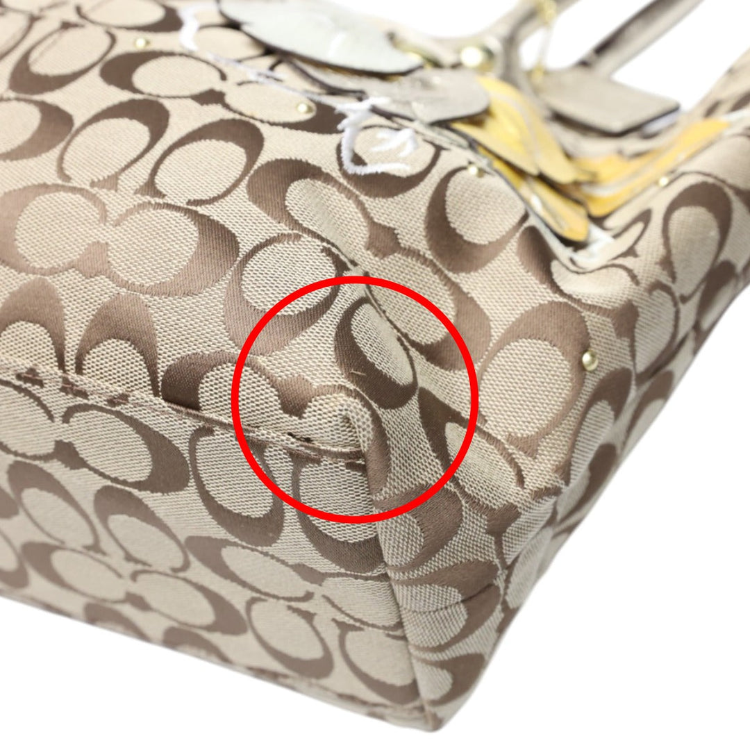 COACH Tote Bag F16276 canvas Khaki x Gold Shoulder back Applique