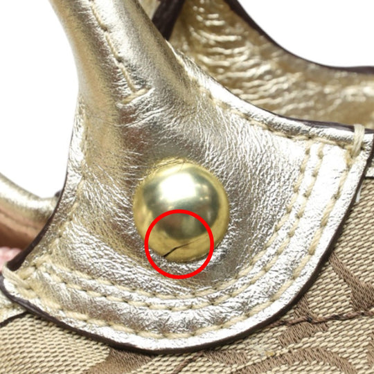 COACH Tote Bag F16276 canvas Khaki x Gold Shoulder back Applique