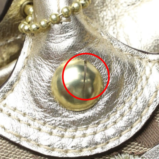 COACH Tote Bag F16276 canvas Khaki x Gold Shoulder back Applique