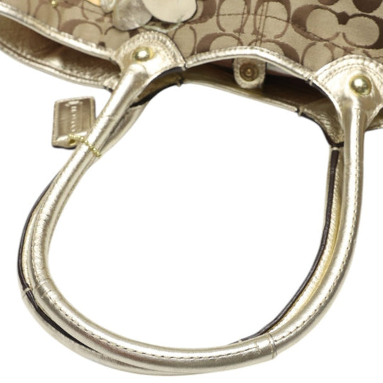 COACH Tote Bag F16276 canvas Khaki x Gold Shoulder back Applique