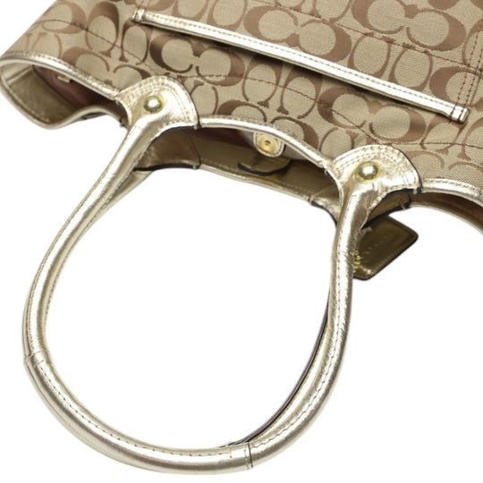 COACH Tote Bag F16276 canvas Khaki x Gold Shoulder back Applique